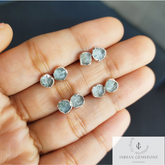 Raw Aquamarine Stud Earrings, Silver Plated Stud Earrings, Electroplated Earrings, Aquamarine Jewelry, Raw Gemstone Earrings, Women Earrings